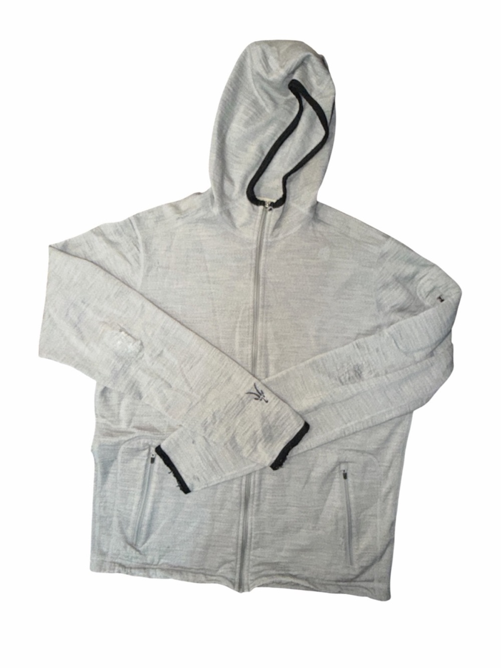 Ibex Size M Gray Full Zip Hoodie 100% Merino Wool Made in USA